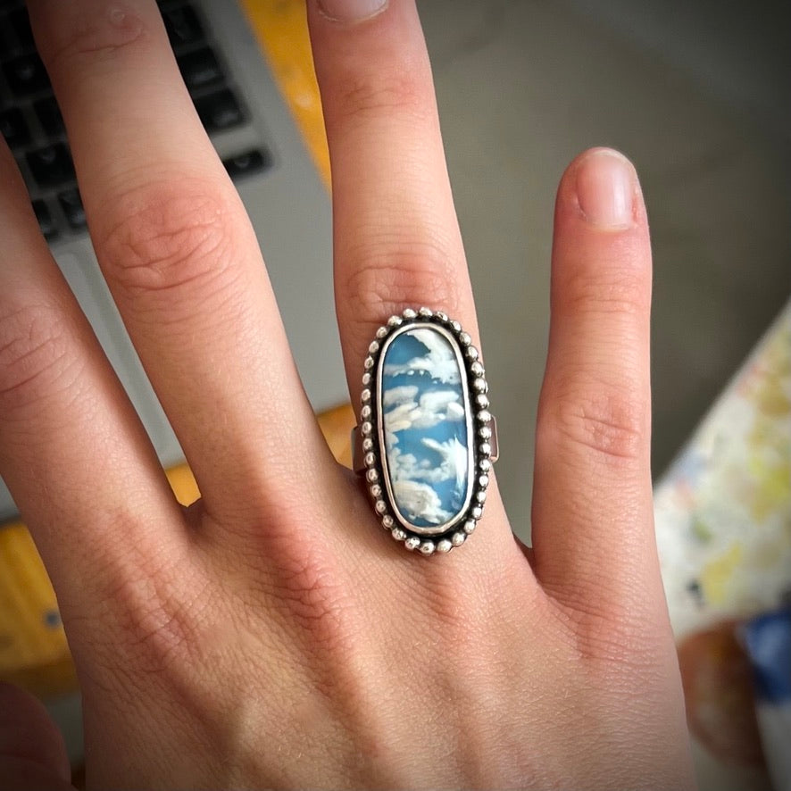 Happy Clouds Agate Ring