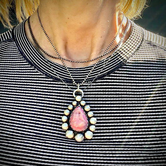 Rhodochrosite Pendant (with chain)